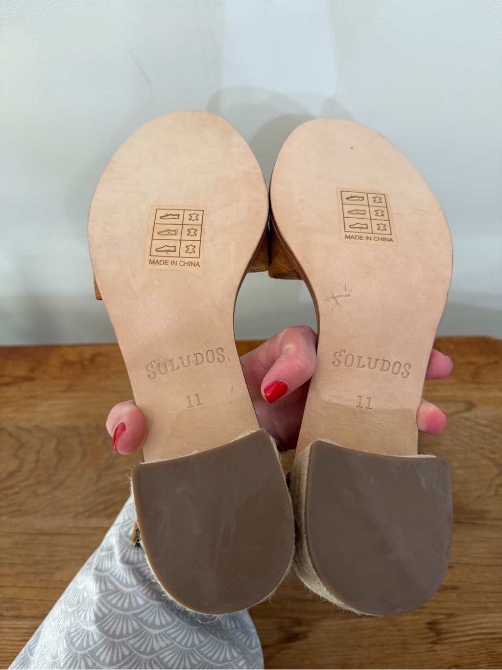 Nwob Soludos Anthro Capri Espadrilles Block Heel Tan Suede Sandals Women’s 11 — image 8 of 8